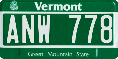VT license plate ANW778