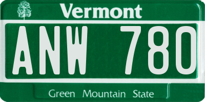 VT license plate ANW780