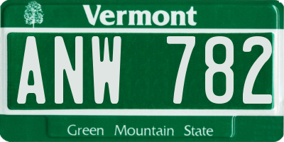 VT license plate ANW782