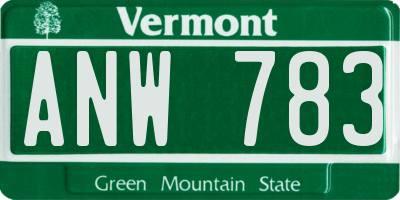 VT license plate ANW783