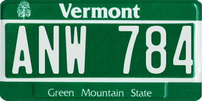 VT license plate ANW784