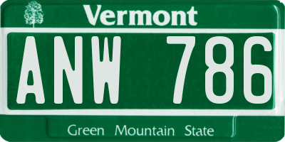 VT license plate ANW786