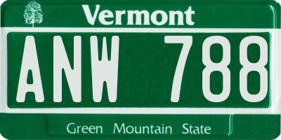 VT license plate ANW788