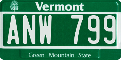 VT license plate ANW799