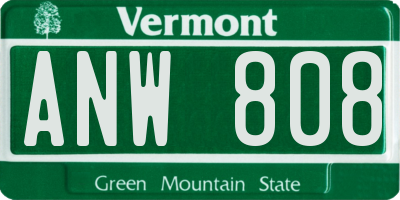 VT license plate ANW808