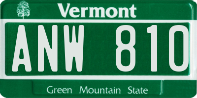 VT license plate ANW810