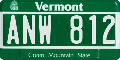 VT license plate ANW812