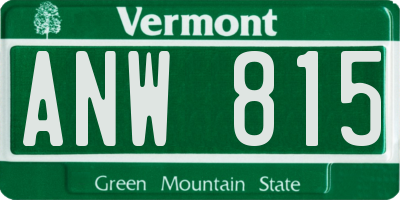VT license plate ANW815
