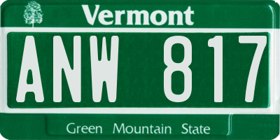VT license plate ANW817