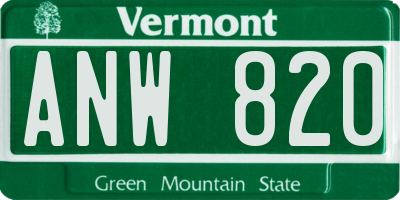 VT license plate ANW820