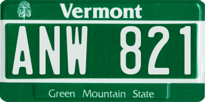 VT license plate ANW821