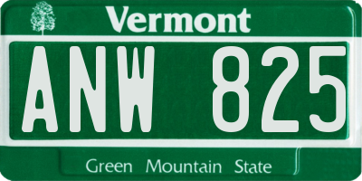 VT license plate ANW825