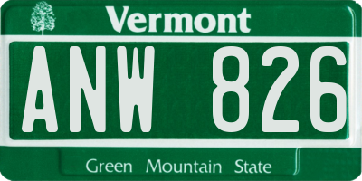 VT license plate ANW826