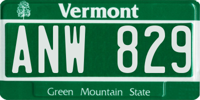 VT license plate ANW829