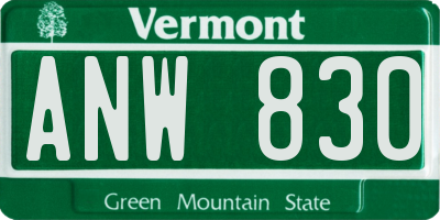 VT license plate ANW830