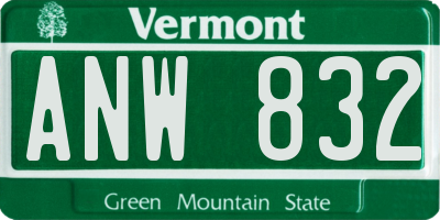 VT license plate ANW832