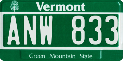 VT license plate ANW833
