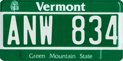 VT license plate ANW834