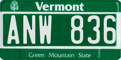 VT license plate ANW836
