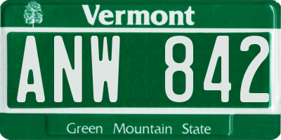 VT license plate ANW842
