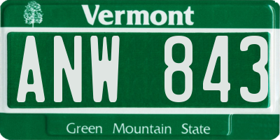 VT license plate ANW843