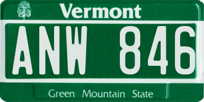 VT license plate ANW846