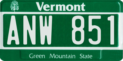 VT license plate ANW851