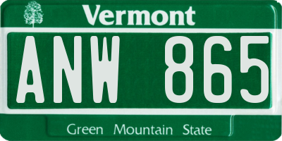 VT license plate ANW865