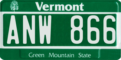 VT license plate ANW866