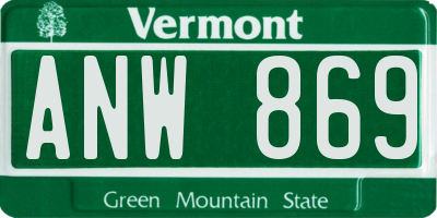 VT license plate ANW869