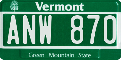VT license plate ANW870