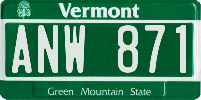 VT license plate ANW871