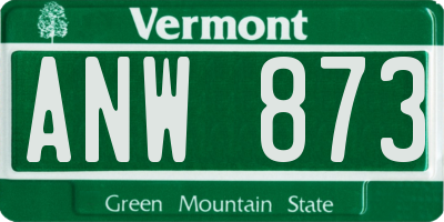 VT license plate ANW873