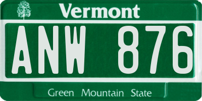 VT license plate ANW876