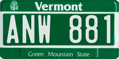 VT license plate ANW881