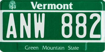 VT license plate ANW882