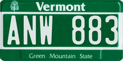 VT license plate ANW883
