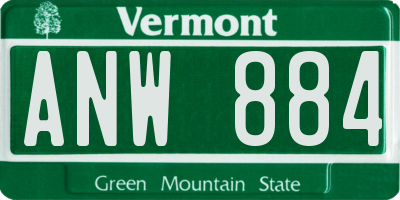 VT license plate ANW884