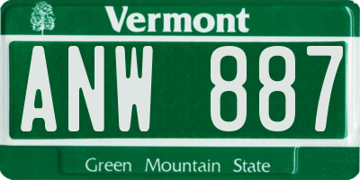 VT license plate ANW887