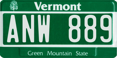 VT license plate ANW889