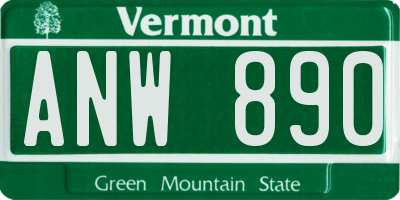 VT license plate ANW890