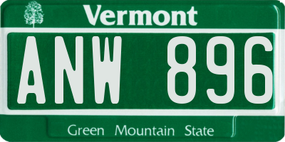 VT license plate ANW896