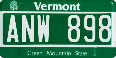 VT license plate ANW898