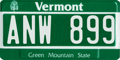 VT license plate ANW899