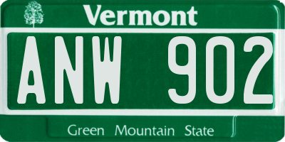 VT license plate ANW902