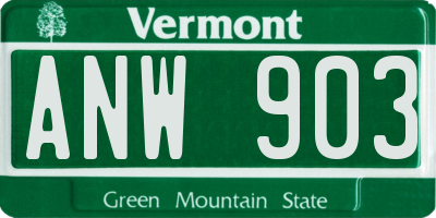VT license plate ANW903