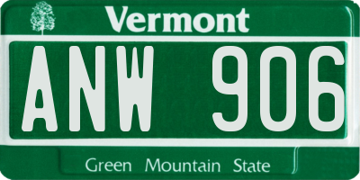 VT license plate ANW906