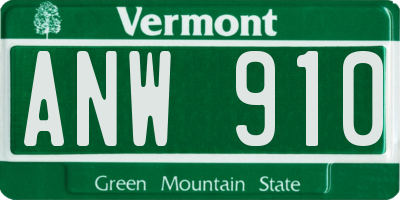 VT license plate ANW910