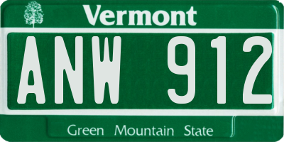 VT license plate ANW912