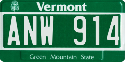 VT license plate ANW914